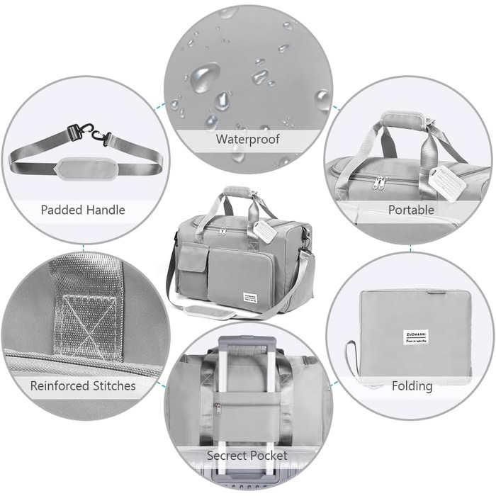 Спортивна сумка Flintronic 35L: водонепроникна дорожня сумка-валіза для подорожей, вихідних та спорту (з біркою) - синій (#5 сірий)