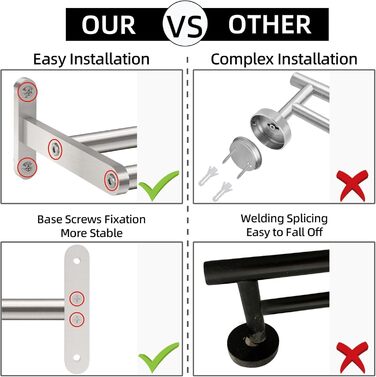 Тримач для рушників YUMORE, подвійний, з нержавіючої сталі, 80 см, для ванної кімнати та кухні