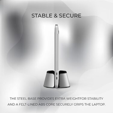 HumanCentric Adjustable Laptop Stand & Dock - Leather & Aluminum - Vertical Stand for MacBook Pro & Laptops (0.5' - 1.5')