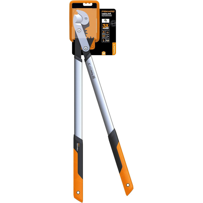 Секатор Fiskars PowerGearX LX99-L для сухої та твердої деревини, 80 см, антипригарне покриття, загартована сталь, чорний/помаранчевий