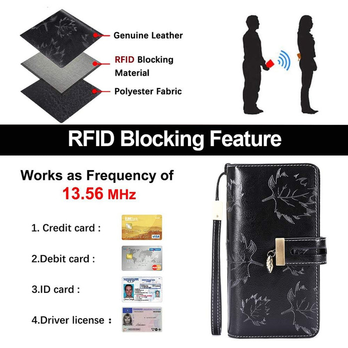 LUROON Wallet for Women Large with Many Compartments, Leather Wallet for Women Large with 24 Card Slots, RFID Women's Wallet Long Wallet for Women with Phone Pocket and Zipper
