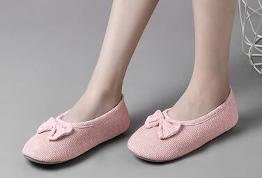 Жіночі дитячі тапочки з бавовни, м'які балетки з милим бантиком, теплі домашні тапочки для дому, спальні, вітальні, офісу (39/40 EU, Рожеві)