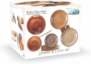 Villa d'Este Home Tivoli Baita: 18-частинний чайний сервіз з шоколадного фарфору, Steingut