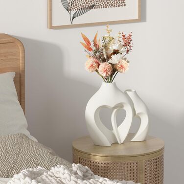 Керамічні вази у формі серця, 2 шт. Матові вази для декору столу, весілля, їдальні, вітальні, офісу, дому