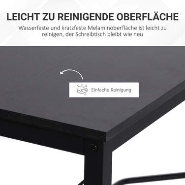HOMCOM Computer Desk L-Shape Corner Desk 150x150x76cm MDF Black, modern corner desk for office & home office