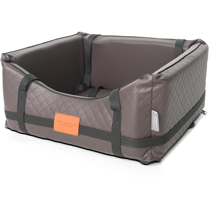 Автомобільний лежак для собак Mayaadi-Home з штучної шкіри, 65x55x25 см, коричневий