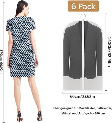 Набір мішок для одягу CNMTCCO, 6 шт., 60x100 см, прозорі, захист від пилу та вологи