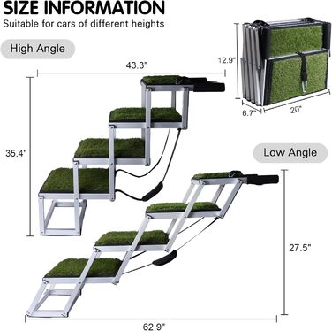 Східці для собак у автомобіль DGSL: широкі, 4 сходинки, для вантажівок, SUV, з антиковзким покриттям