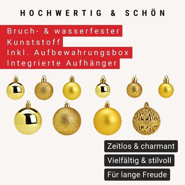 Набір прикрас для ялинки WOMA: 50 кульок різних кольорів (Lemon Gold) - пластикові ялинкові прикраси