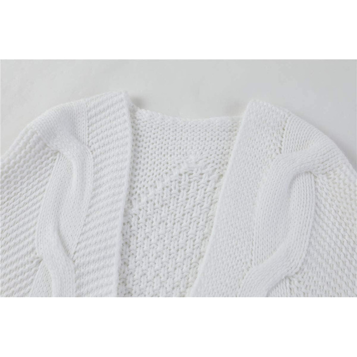 Жіночий в'язаний кардиган Cicy Bell з широкими рукавами-ліхтариками, білий, оверсайз XL