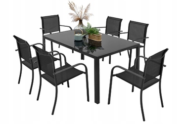 Обідній стіл та стільці MAT-COMPANY metal Table-150/6, чорний
