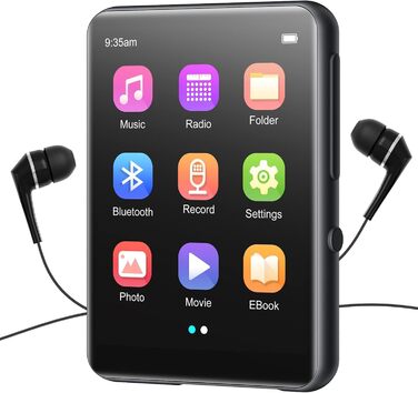 MP3 плеєр 64GB Bluetooth 5.3 HiFi з металевим корпусом, радіо FM, диктофон, сенсорний екран 2.4
