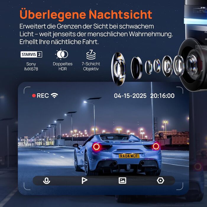 Відеореєстратор 70mai Dash Cam 4K Omni: 4K+1080P, 360° огляд, Dual STARVIS 2 HDR, GPS, WiFi, 4G LTE, 24/7 запис, AI-розпізнавання, нічне бачення, 128GB SD-карта