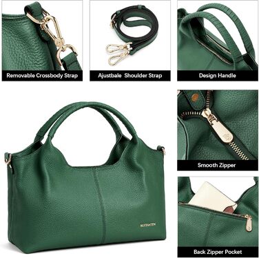 Сумка жіноча BOSTANTEN шкіряна шопер Hobo з ручкою та регульованим ременем, коричнева