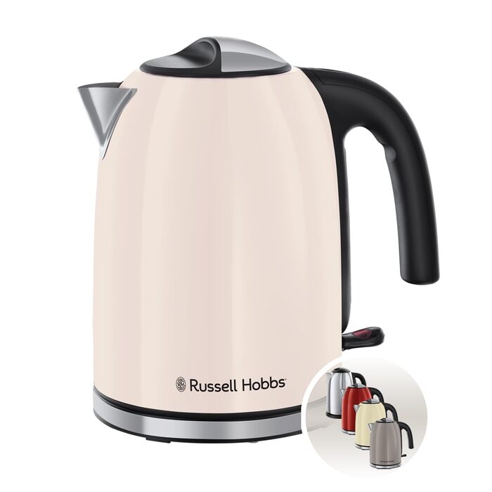 Електричний чайник Russell Hobbs Colours Plus Mocha з нержавіючими акцентами, 1.7л, 2400W, з індикатором рівня води, фільтром від накипу та функцією швидкого кип'ятіння