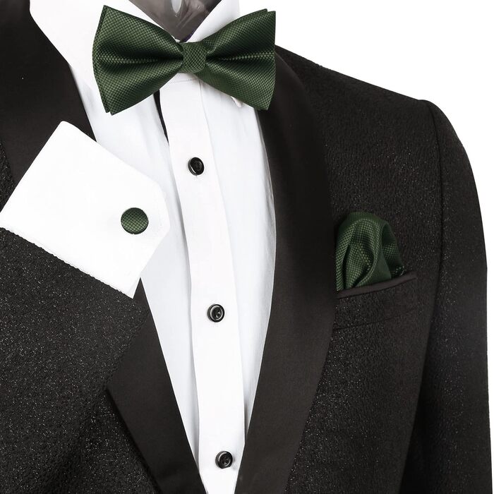 Набір краватка-метелик, запонки та хустинка Alizeal для чоловіків, оливковий колір