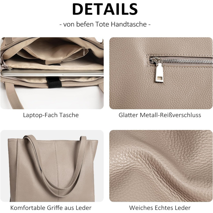 Сумка жіноча шкіряна befen Grande Shopper з відділенням для ноутбука 14