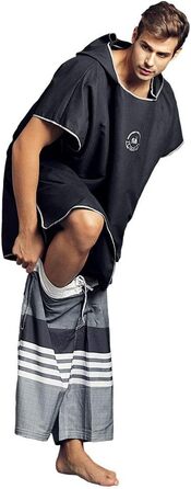 Hiturbo Microfiber Towel Poncho, Changing Aid for Beach & Surf, Poncho for Men and Women - Changing Robe, One Size Warm Hooded Cloak, Changing Aid for Surfing & Swimming