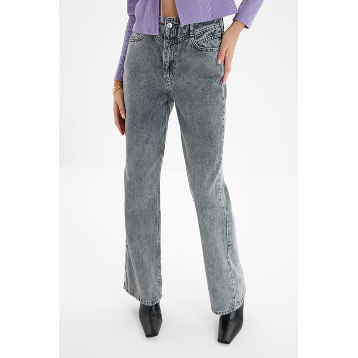 Джинси жіночі Trendyol високої посадки, широкі штанини, 90-ті, колір антрацит, розмір 34