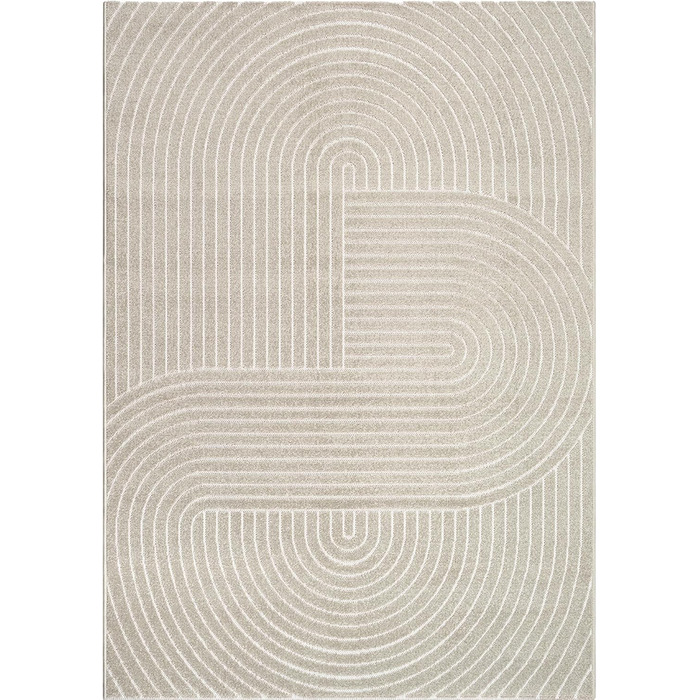 Килим Santo Plus для вітальні та спальні: якісний, легкий у догляді, довговічний, сучасний дизайн, підходить для вулиці, кремовий (300 x 400 см)