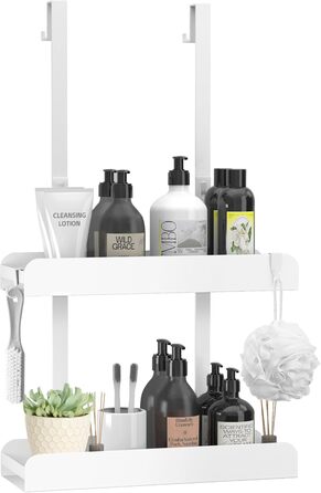Поличка для душу MEIJO без свердління, органайзер для ванної кімнати з 4 гачками, білий