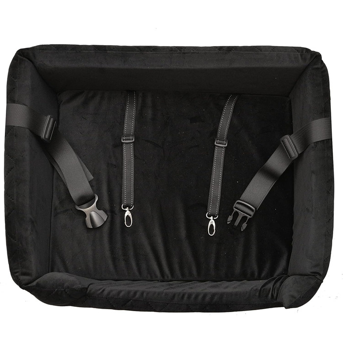 Автокрісло для собак та котів | Чорний велюр, розмір L (57x50 см) | Зручне автоліжко для тварин