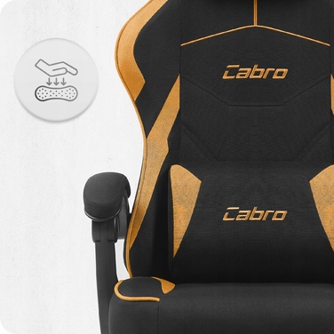 Ігрове крісло Cabro C502, чорно-помаранчеве, тканина, з підножкою