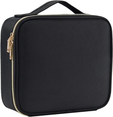 Косметичка для макіяжу та косметики, органайзер для подорожей, чорна. З ручкою та регульованими перегородками