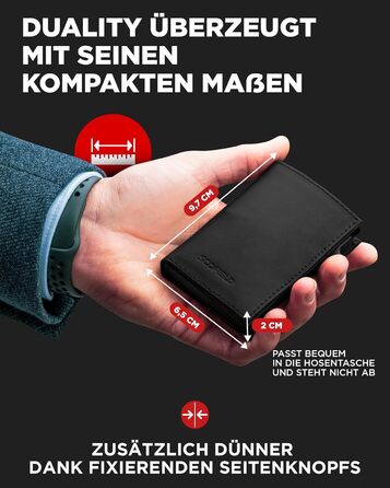 SF SCOFIELD Duality Magflip: Чоловіче карткове портмоне з RFID захистом та відділенням для монет. Slim Wallet для 9-10 карток. Матовий чорний магнітний замок.