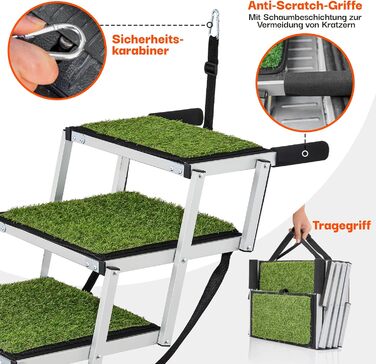 Сходинки для собак у машину, дім, на вулицю, складні - з штучним газоном, до 70 кг, 67 см