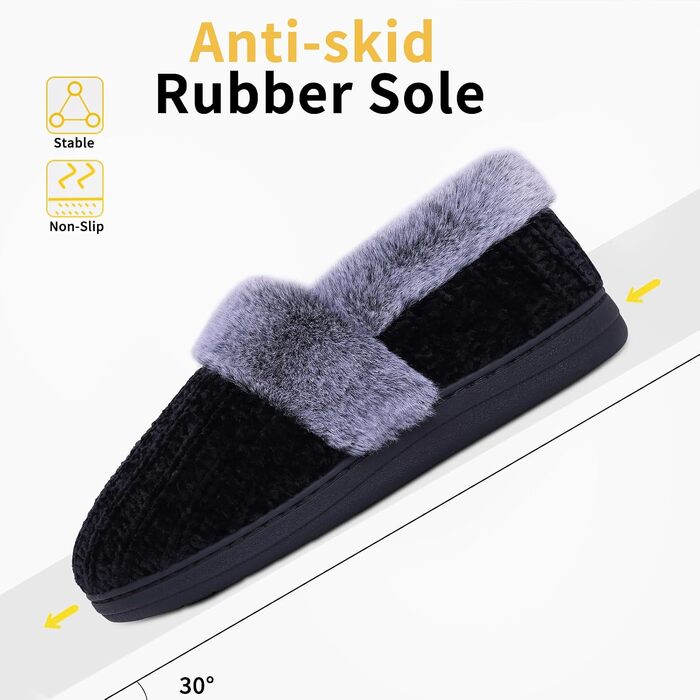 Жіночі зимові капці Evshine з плюшу, чорні, розмір 39/40 EU