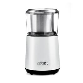 Електрична кавомолка TZS First Austria, 200W, 27000 об/хв, 4 леза з нержавіючої сталі, контейнер 50г, тиха, компактна, легка у чищенні, з котушкою для кабелю (біла)