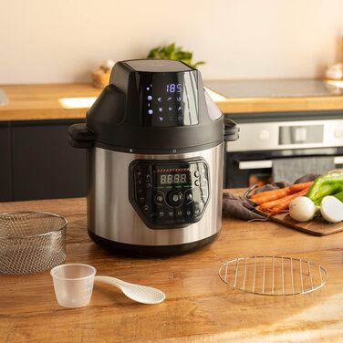 Cecotec programmable oven with GM H Fry Air Fryer head. Multifunction kitchen robot, 6-liter capacity, forward-opening lid, 24-hour programmable, adjustable temperature, recipe book Model H Fry