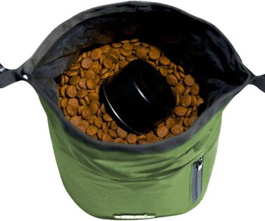 Трояк для корму для собак Callieco з лопаткою та кишеню на блискавці, водонепроникний контейнер для дому, подорожей на авто, кемпінгу, перельоту та іншого (64 порції) (64 чашки, зелений)