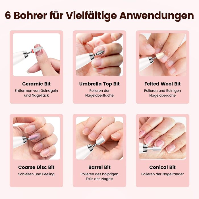 Електричний фрезер для нігтів DOCOCO з USB-C, для гелю та акрилу, манікюрний набір