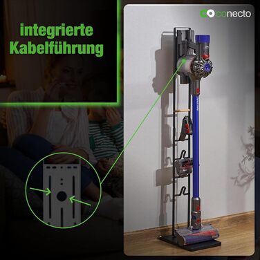 Підставка для пилососа Conecto: універсальна сумісна з Dyson Gen5, V15, V12, V11, V10, V8, V7, V6 (чорний бук)