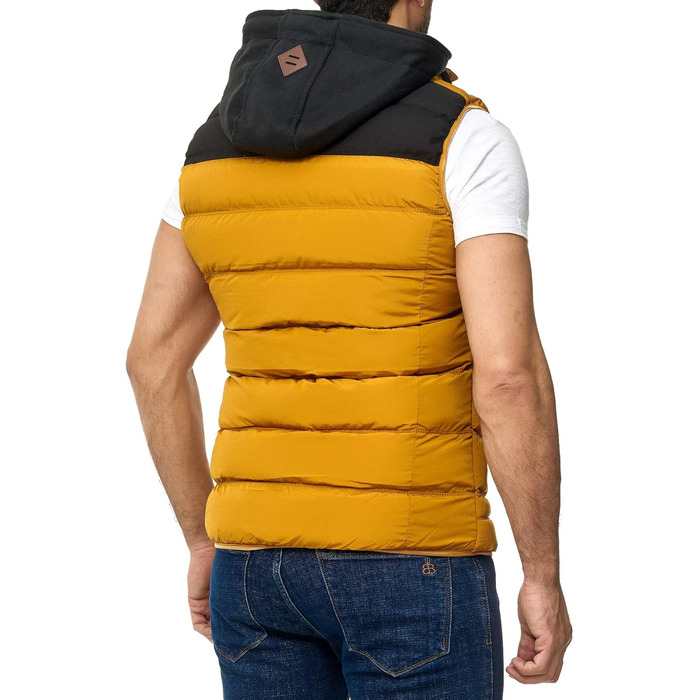 Чоловіча тепла жилетка Backrock Sim-Fit з відстібною капюшоном та коміром, сучасна стегані жилетка (M, гірчичний)