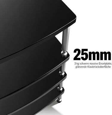 HiFi тумба з колесами для програвача, аудіосистеми та TV 60x52x78 см (алюмінієвий сплав, 4 полиці, LED-підсвітка, розетки)