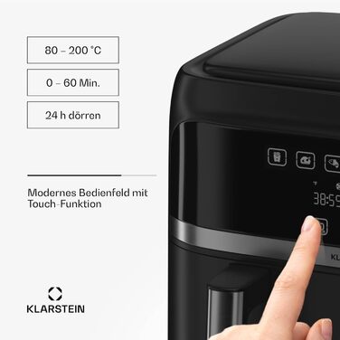 Klarstein Air Fryer, Dual Chamber Hot Air Fryer, 2850W Compact Air Fryer, 7.6L Air Fryer with Touch Control Panel, Timer, Preheat, 6 Modes, Large Hot Air Fryer, Air Fryer XL Black Duo Basic