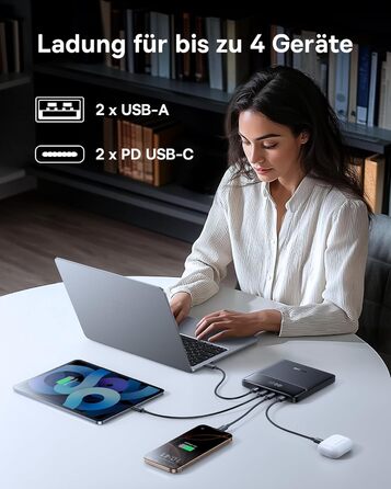 Power Bank Baseus 20000mAh 100W PD: Швидка зарядка для ноутбуків, MacBook, iPad, iPhone, Samsung та інших пристроїв (Чорний)