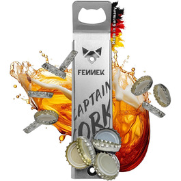 FENNEK Captain Cork | Bottle Opener | Integrated, super-strong magnet for up to 40 bottle caps | Easy mounting with adhesive tape or screws | made of stainless steel | Made in Germany