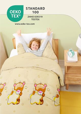 Набір постільної білизни для дітей Gräfenstayn® з мотивами тварин (жирафа та слон) та інтегрованою блискавкою, 100% бавовна (ренфорс) - ковдра 135x100 см, подушка 60x40 см