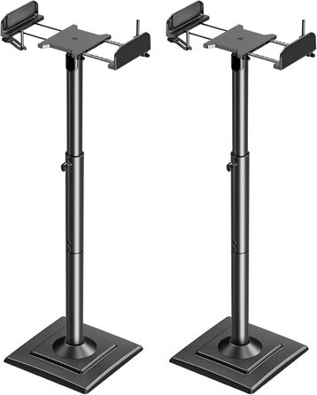 Універсальна підставка для поличних колонок ELIVED, регульована за висотою, з висувною платформою та внутрішнім кабелем-каналом, витримує до 5 кг, 1 пара