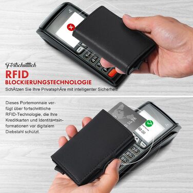 AISIR Гаманець чоловічий/жіночий, міні, з RFID захистом, тонкий з відділенням для монет (чорний)