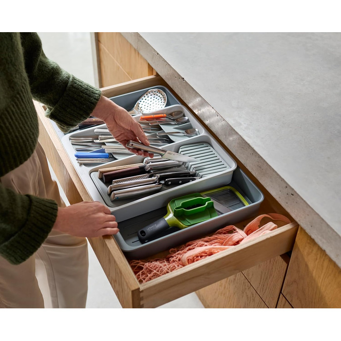 Органайзер для столових приборів Joseph Joseph DrawerStore з ніжницями, розширюваний, з переробленого пластику, компактний