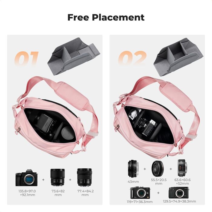 Рюкзак для камери K&F Concept, сумка через плече, фотосумка, квадратна сумка для фотографів, сумісна з Canon/Nikon/Sony/DJI Mavic