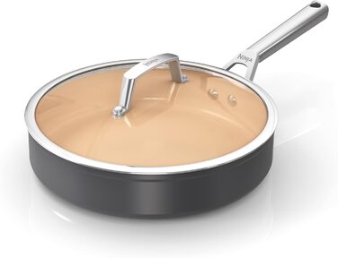 Ninja Extended Life 26 cm Ceramic Non-Stick Fry Pan (PFOA, PFA, Lead, and Cadmium Free), Induction Compatible, Stainless Steel Handle, Oven Safe up to 285°C, Terracotta and Grey, CW90126UK Fry Pan, 26 cm