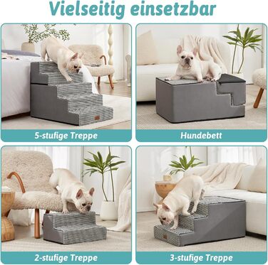 COZY KISS Dog Stairs for Small Dogs, Wide Steps Pet Stairs for Bed Couch Car, 60cm High High-Density Foam Cat Stairs with Removable Cover (7x0x60cm, ) (Black & White, 5, 75x50x60cm-Removable)