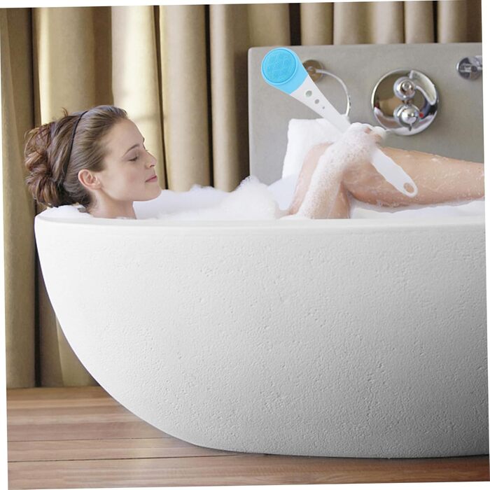 Minkissy 1-Piece Bath Brush Body Cleaning Brush Rotating Exfoliating Brush Facial Washing Brush Massage Brush Electric Shower Brush Massage Brush for the Back Bath Accessories Abs Blue (43X9X3CM)