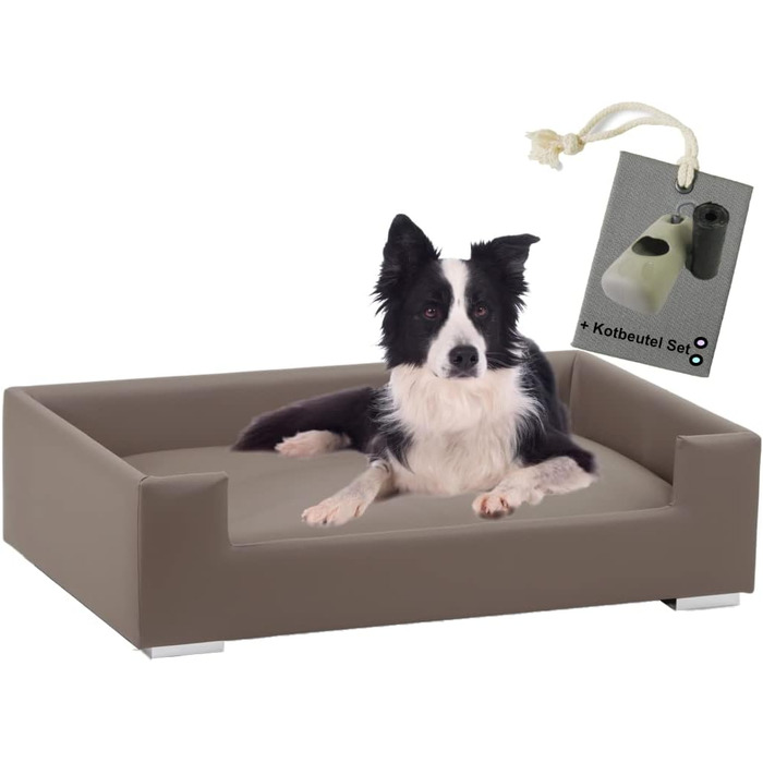 Софа для собак Candy | М'яке ліжко-диванчик для собак з бортиками | Ідеальне собаче ліжко для подорожей | Корзина-ліжко для маленьких собак (Taupe)